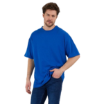 Erkek Desensiz Oversize Mavi T-Shirt