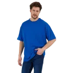 Erkek Desensiz Oversize Mavi T-Shirt