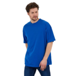 Erkek Desensiz Oversize Mavi T-Shirt 2