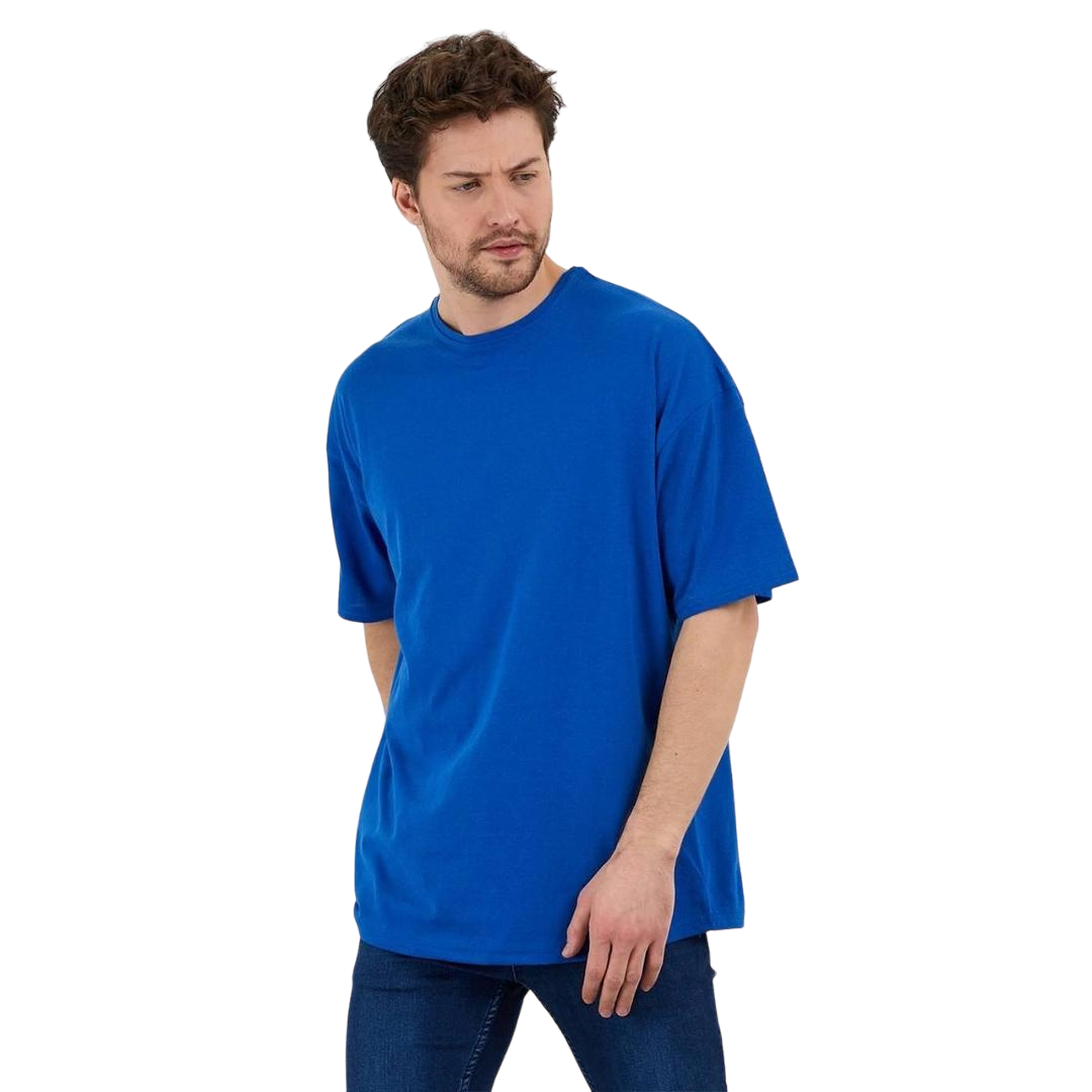 Erkek Desensiz Oversize Mavi T-Shirt 2