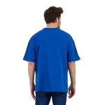 Erkek Desensiz Oversize Mavi T-Shirt 4