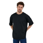 Erkek Desensiz Oversize Siyah T-Shirt