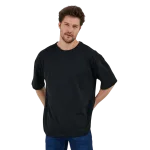 Erkek Desensiz Oversize Siyah T-Shirt