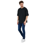 Erkek Desensiz Oversize Siyah T-Shirt 2