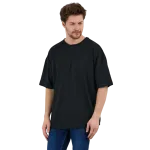 Erkek Desensiz Oversize Siyah T-Shirt 3