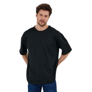 Erkek Desensiz Oversize Siyah T-Shirt