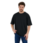 Erkek Desensiz Oversize Siyah T-Shirt 4
