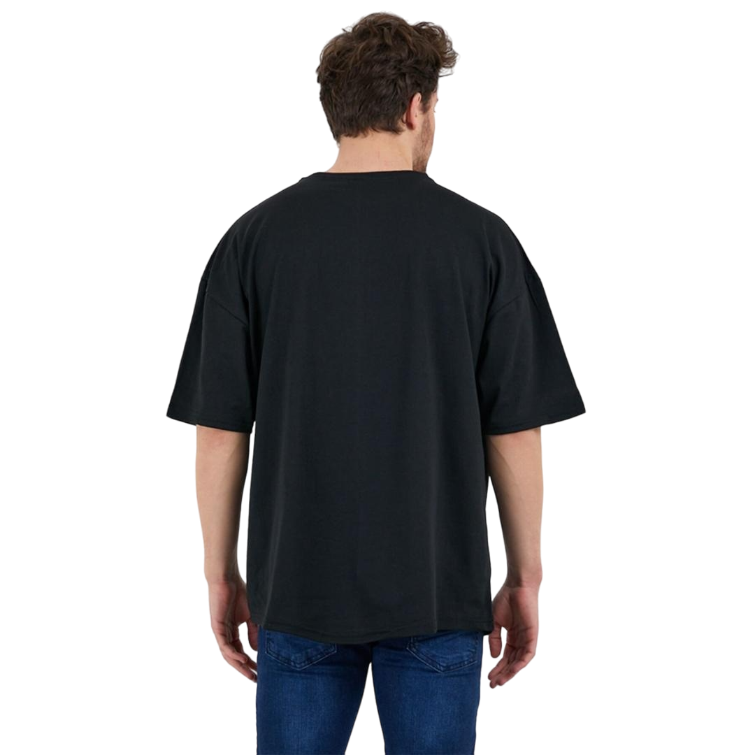 Erkek Desensiz Oversize Siyah T-Shirt 5