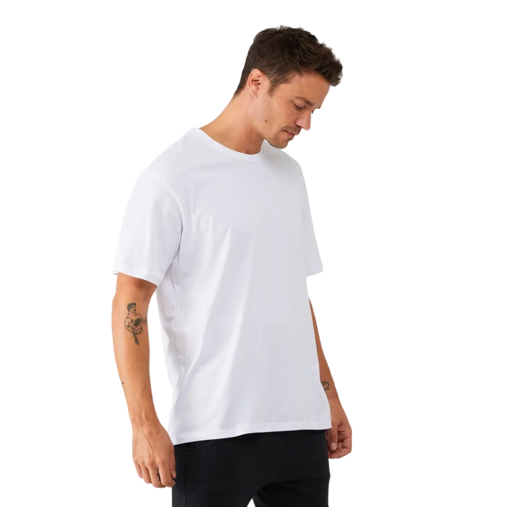 Erkek desensiz oversize beyaz t-shirt %100 pamuk - görsel 2