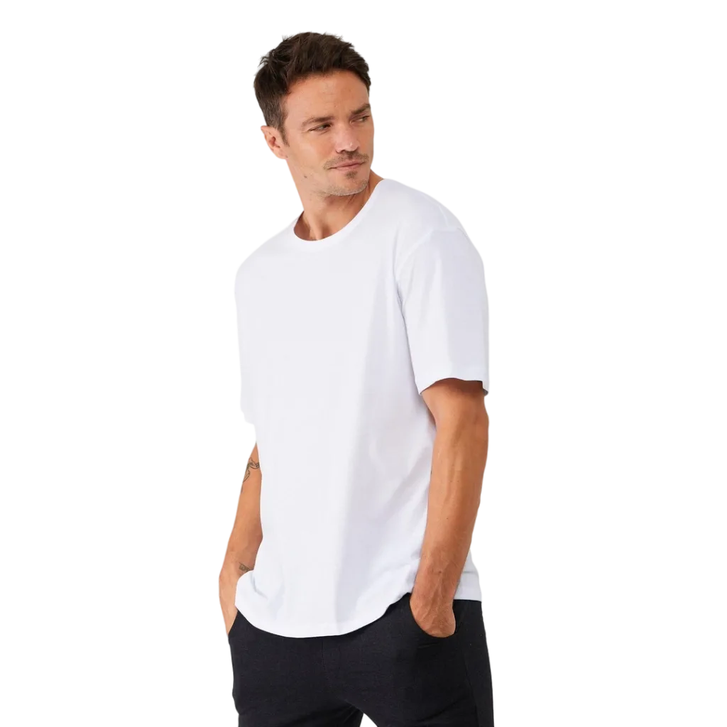 Erkek desensiz oversize beyaz t-shirt %100 pamuk - görsel 3