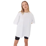 Kadın Desensiz Oversize Beyaz T-Shirt 2