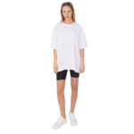 Kadın Desensiz Oversize Beyaz T-Shirt 4