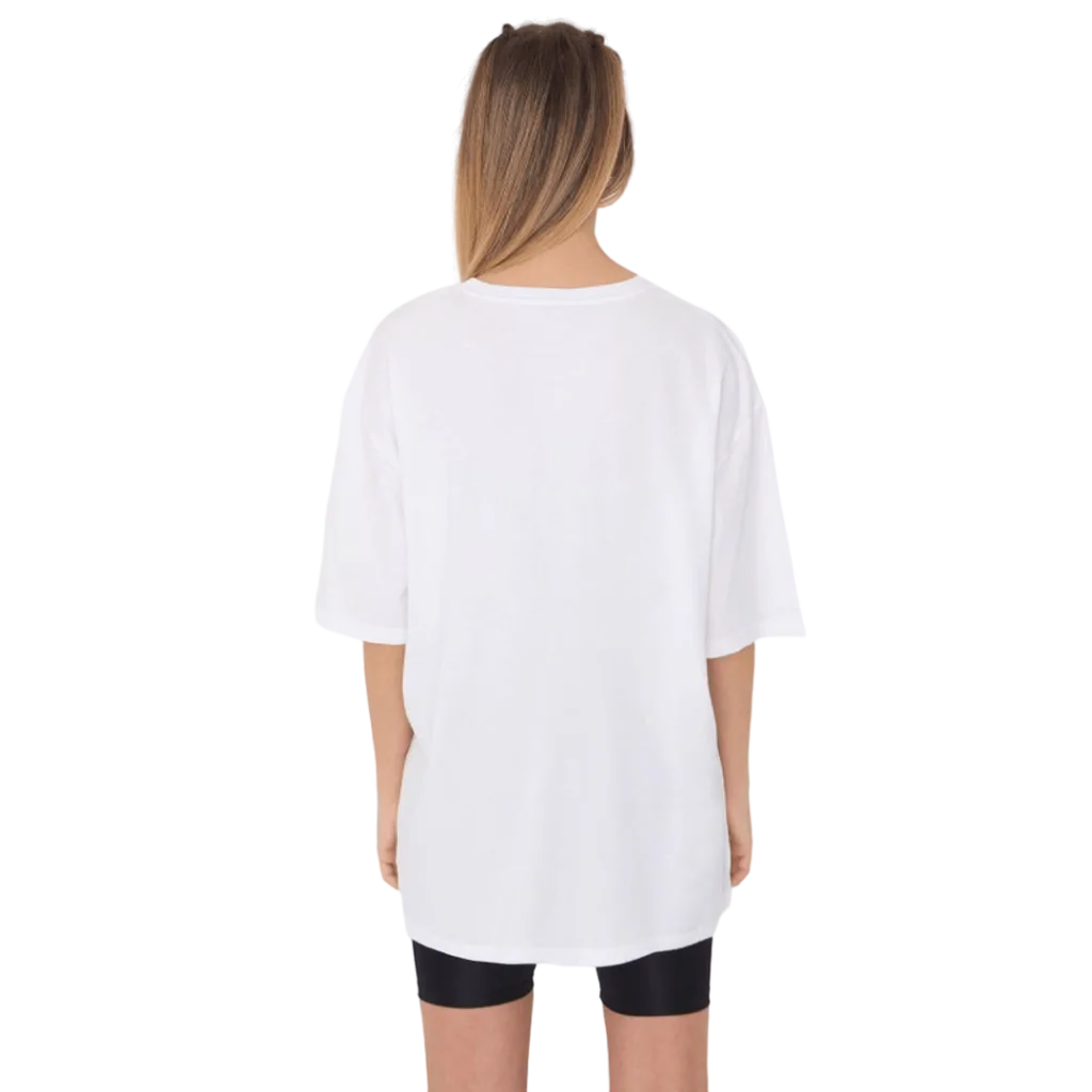 Kadın desensiz oversize beyaz t-shirt %100 pamuk