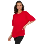Kadın Desensiz Oversize Kırmızı T-Shirt 3