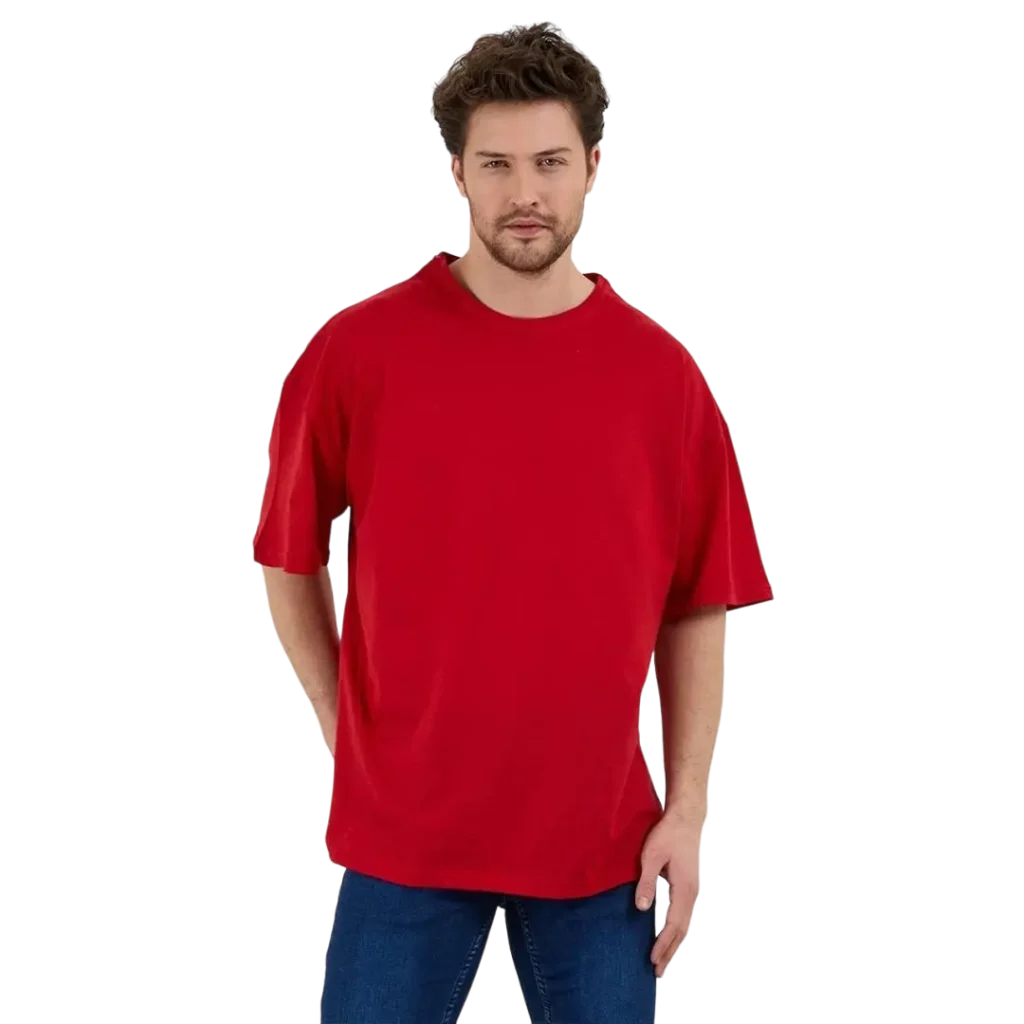 Erkek-Desensiz-Oversize-Kirmizi-Tshirt-Tospikmarket