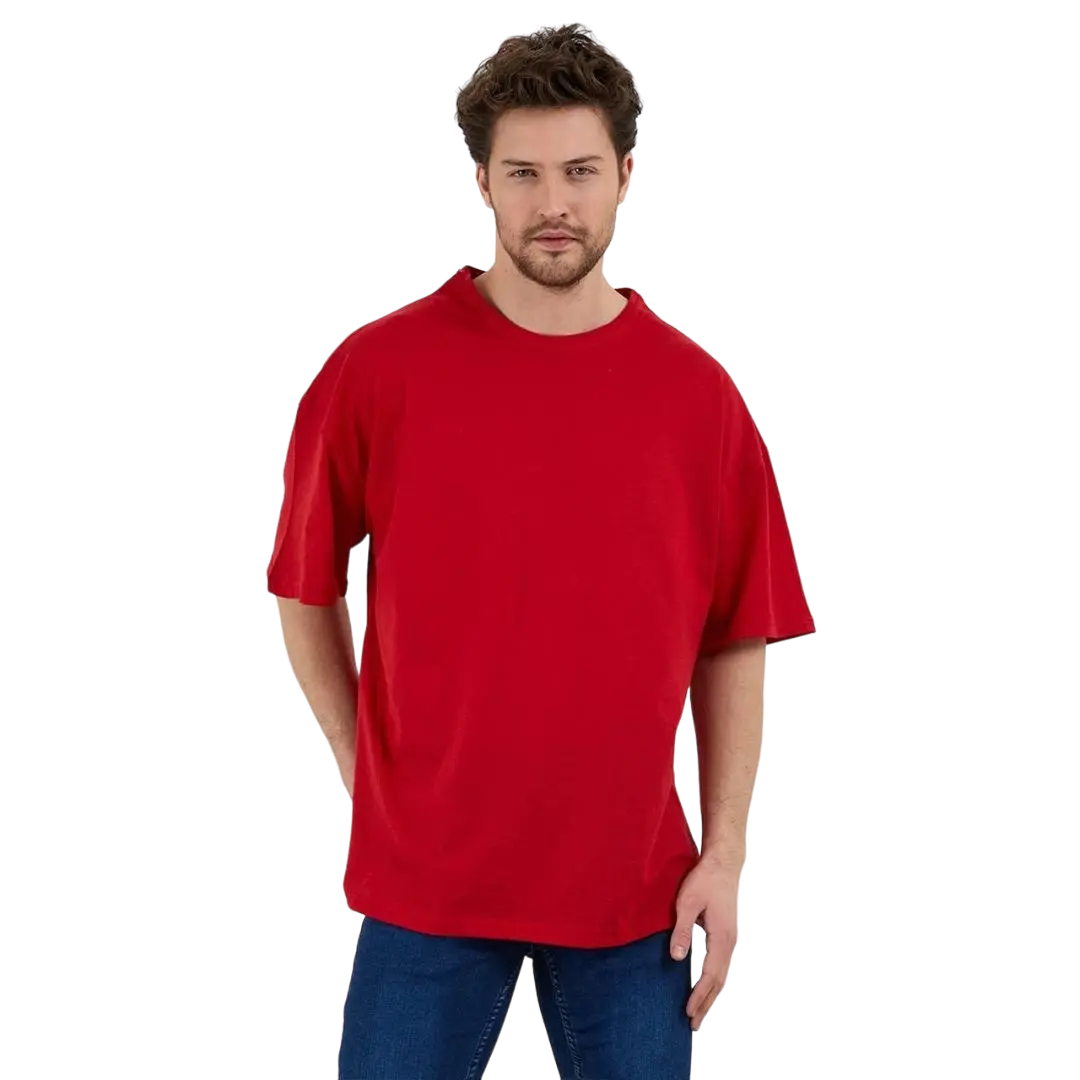 Erkek-Desensiz-Oversize-Kirmizi-Tshirt-Tospikmarket