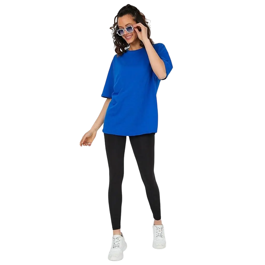Kadin-Desensiz-Oversize-Mavi-T-Shirt-Tospikmarket 3