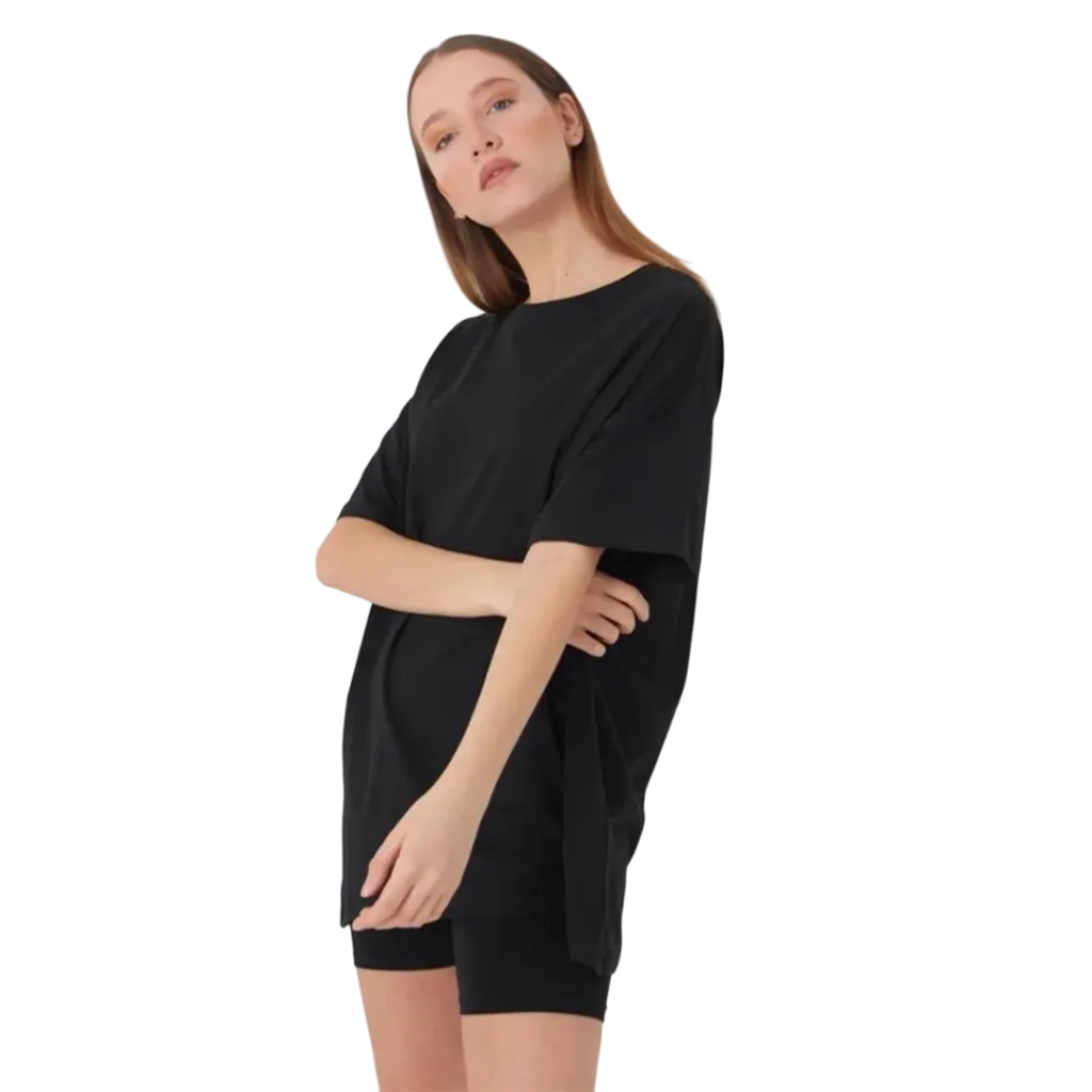 Kadin-Desensiz-Oversize-Siyah-T-Shirt-Tospikmarket